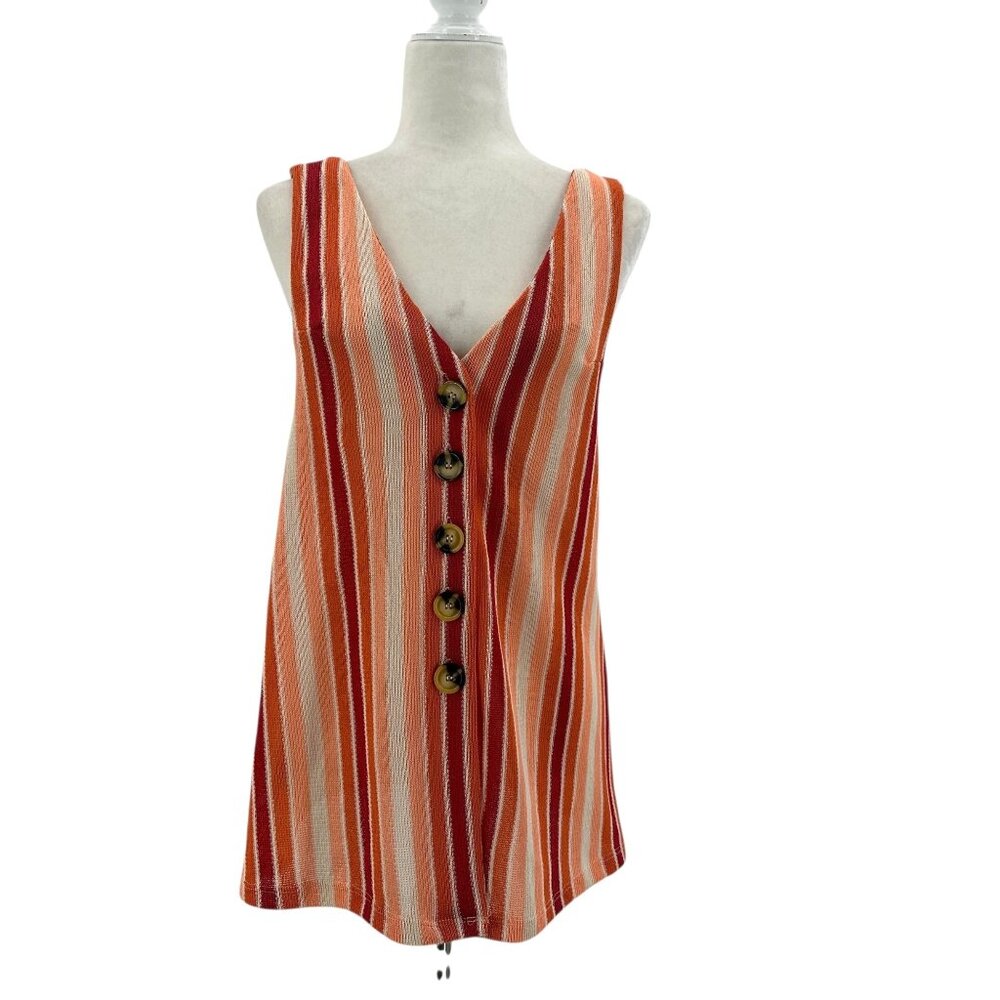 Free People Womens Small Top Bridget Striped Top Knit Button Boho Hippie Beach